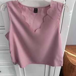 SHEIN Pink Scalloped Sleeveless Blouse